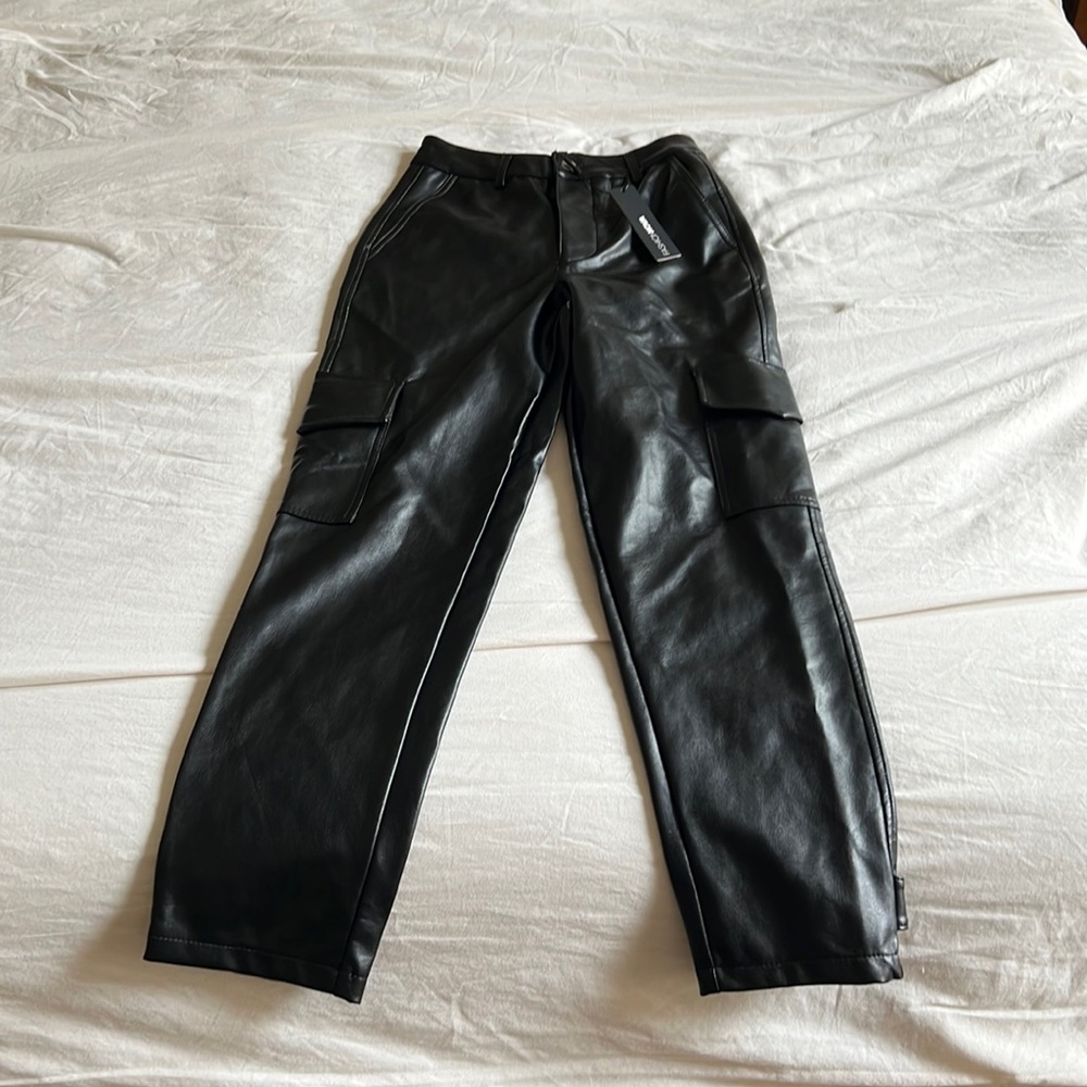 Leather cargo pants